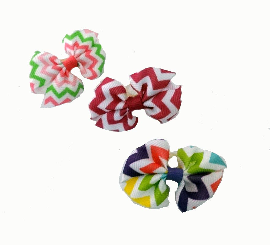 Dog Hair Bows-Chevron Fishtail Bows - A Pet's World