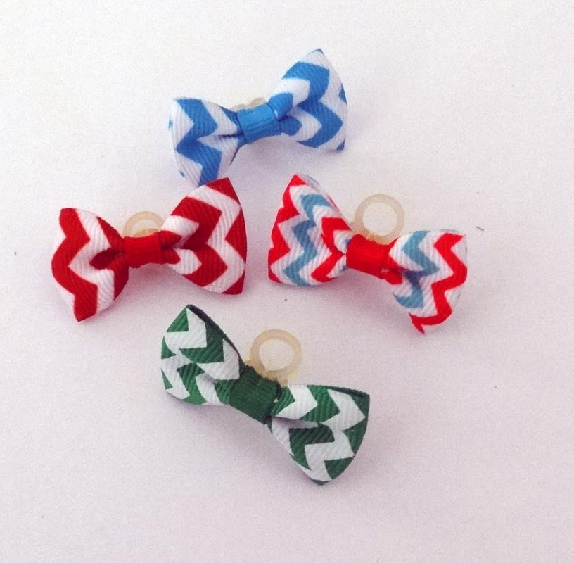 Dog Hair Bows -  Chevron Bow Ties - A Pet's World