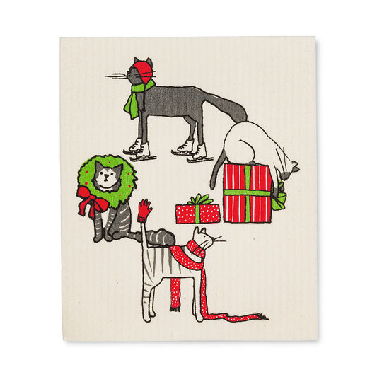 Whimsical Cat Print 2 of 2 Amazing Swedish Dish Cloth