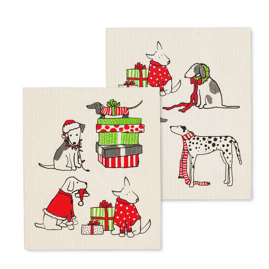 Amazing Swedish Dishtowel Set Holiday Dogs