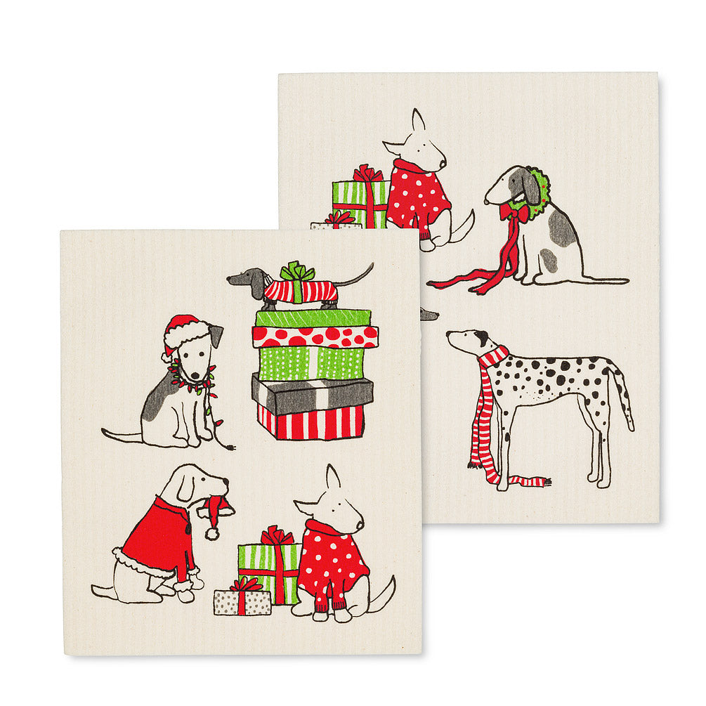 Amazing Swedish Dishtowel Set Holiday Dogs