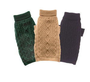Dog Sweaters-Aran Wool Cable with Lining - A Pet's World