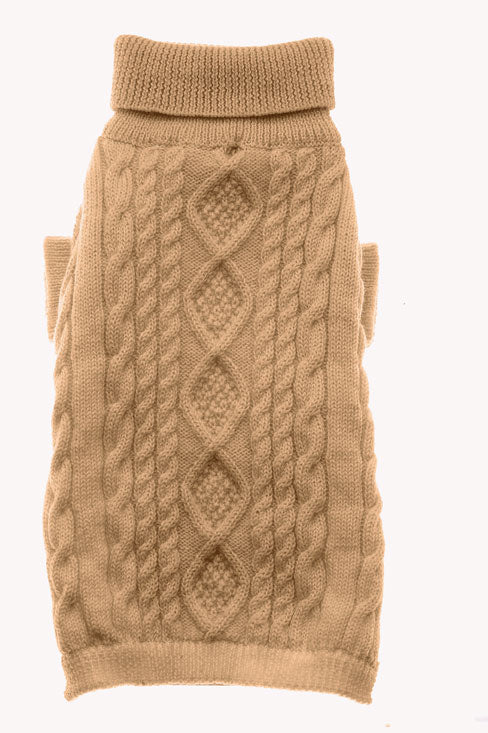 Dog Sweaters-Aran Wool Cable with Lining - A Pet's World