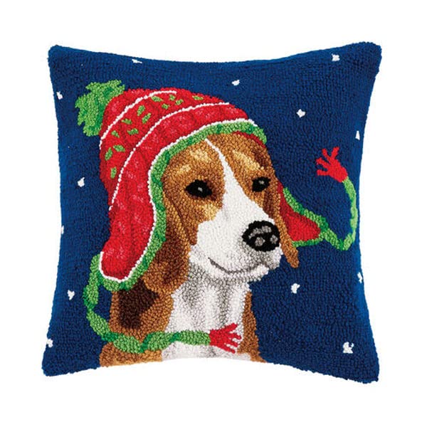Adorable Beagle with knit hat dog breed hook pillow