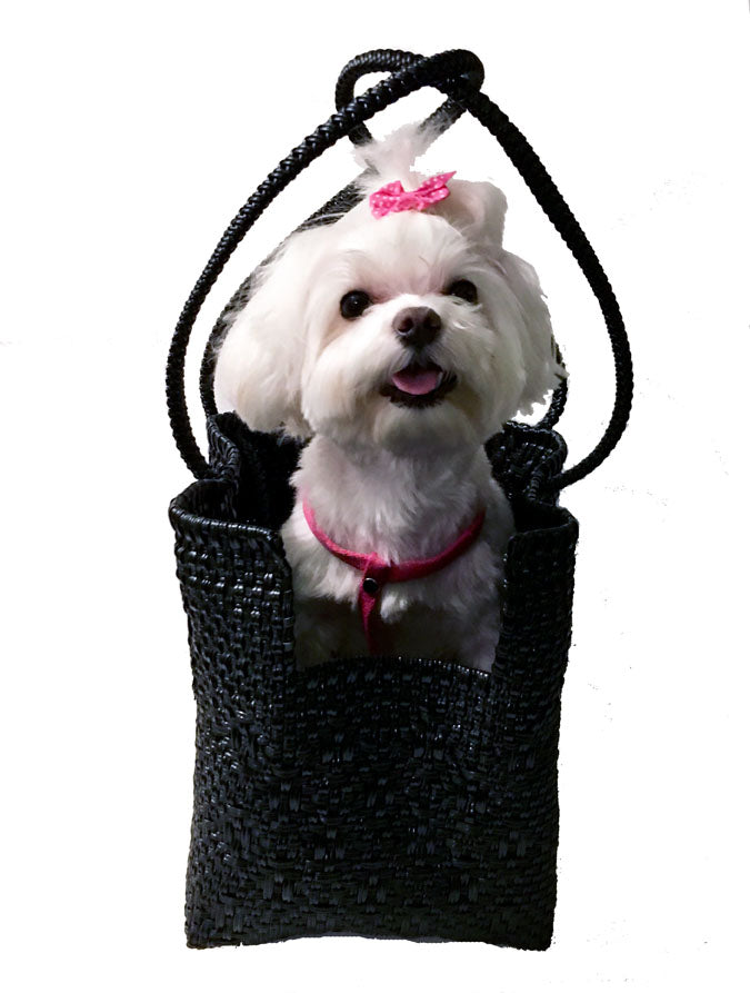 Dog Totes-Handwoven Light Weight Recycled Material-Solid Black - A Pet's World