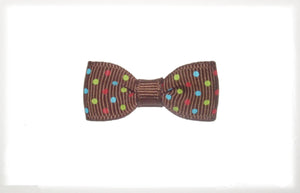 Dog Hair Bow -  Brown Triple Dot - A Pet's World