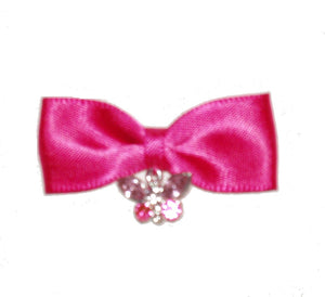 Dog Hair Bow- Pink Butterfly Charm - A Pet's World