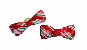 Dog Hair Bows-Candy Cane Stripe Bow Ties - A Pet's World