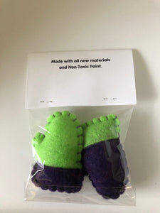 back view of package non toxic mismatched mitten cat toy