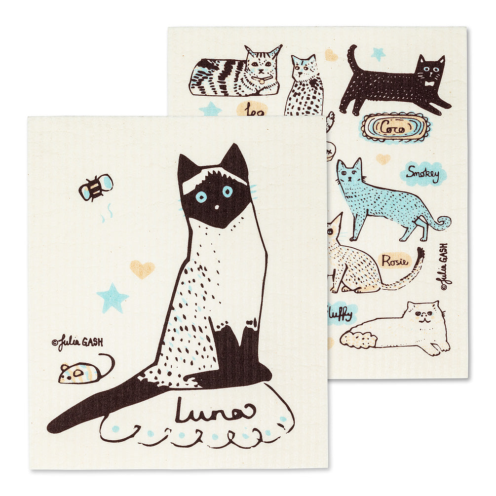 Amazing Swedish Dish Cloths set of 2 Cats with names