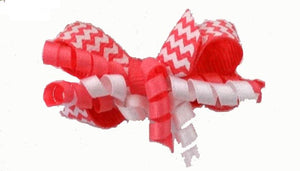 Dog Hair Accessories- Hot Pink + White Chevron Party Bow - A Pet's World
