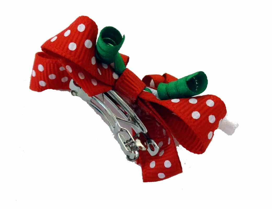 Dog Hair Accessories-Christmas Polka Dot Party Bow - A Pet's World