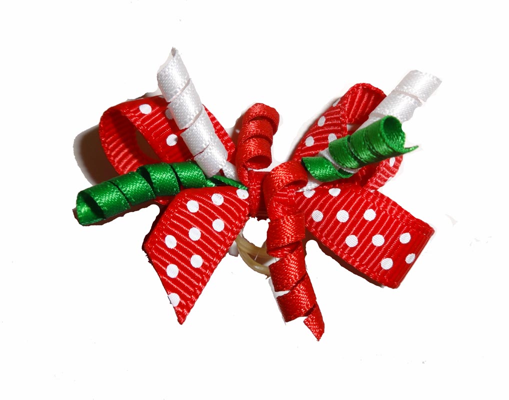 Dog Hair Accessories-Christmas Polka Dot Party Bow - A Pet's World
