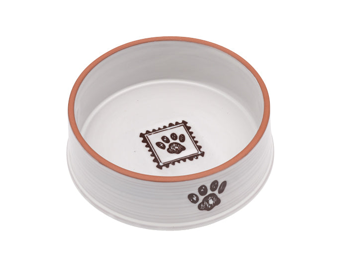 Ceramic Paw Print Dog Dishes + Treat Jar - A Pet's World