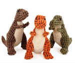 Load image into Gallery viewer, Unique Dinosaur Plush dog toy with squeaker and textured fabric
