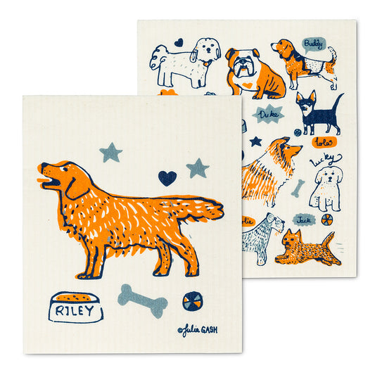 set of 2 Amazing Swedish Dish cloths dogs and their names