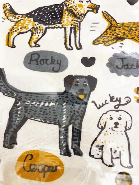 Close up Dog with Names Tea Towel