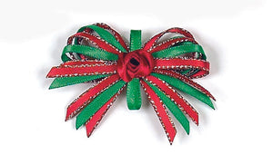 Dog Hair Bows- Group of Six Fancy Dog Christmas Bows with Elastics - A Pet's World