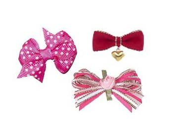 Dog Hair Bows- Group of Three Girl Barrettes - A Pet's World