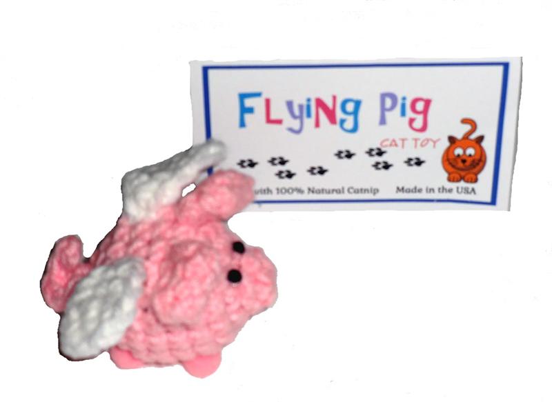 Cat Toys-Flying Pig Natural Catnip Jingle Toy USA Made - A Pet's World