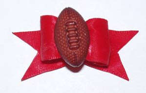 Dog Hair Accessory- Football Starched Red Show Bow - A Pet's World