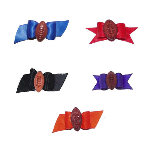 Dog Hair Bows-Starched Show Bows with Footballs - A Pet's World