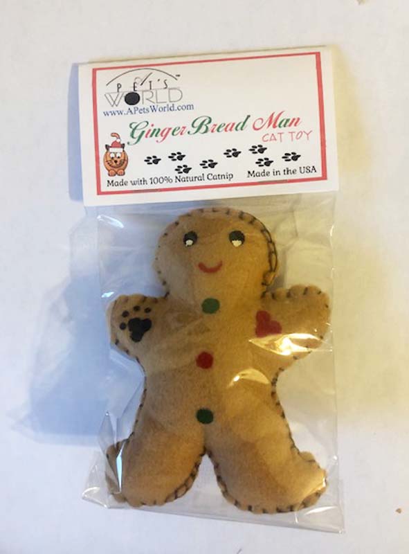 Cat Toy - Gingerbread Man with Catnip USA Made - A Pet's World