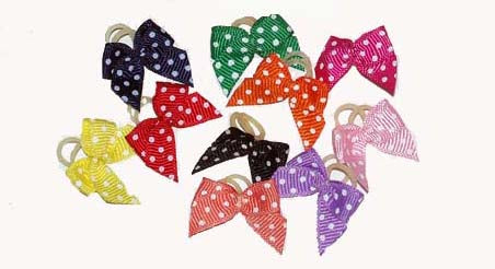 Dog Hair Bows -  Polka Dot Elastics - A Pet's World