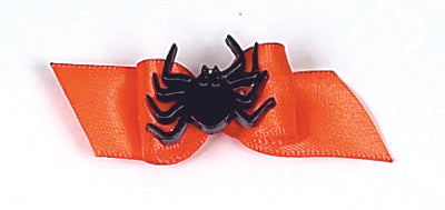Dog Hair Accessory-Spider Show Bow on Orange Starched Ribbon Barrette - A Pet's World