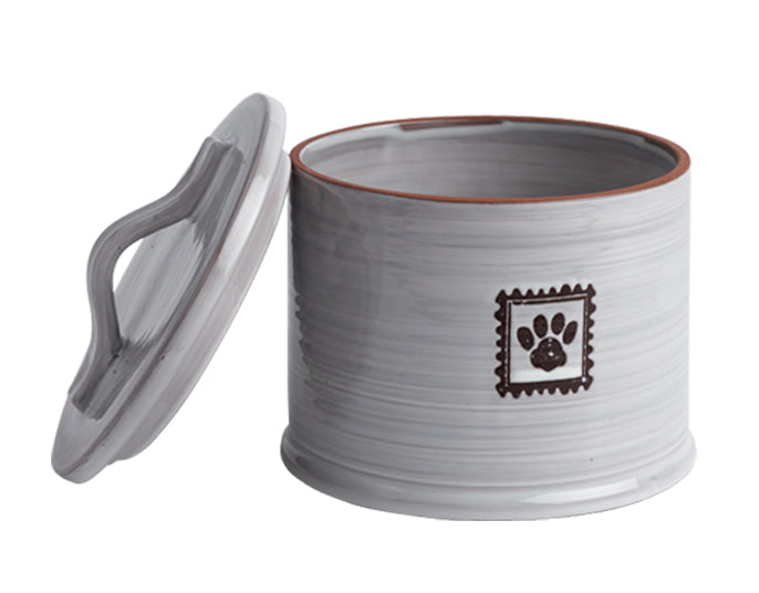 Ceramic Paw Print Dog Dishes + Treat Jar - A Pet's World