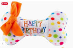 Load image into Gallery viewer, Happy Birthday soft dog bone toy wit squeaker and bow 
