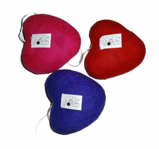 Dog Toy- 3 Heart Felt Squeaker Toys - A Pet's World