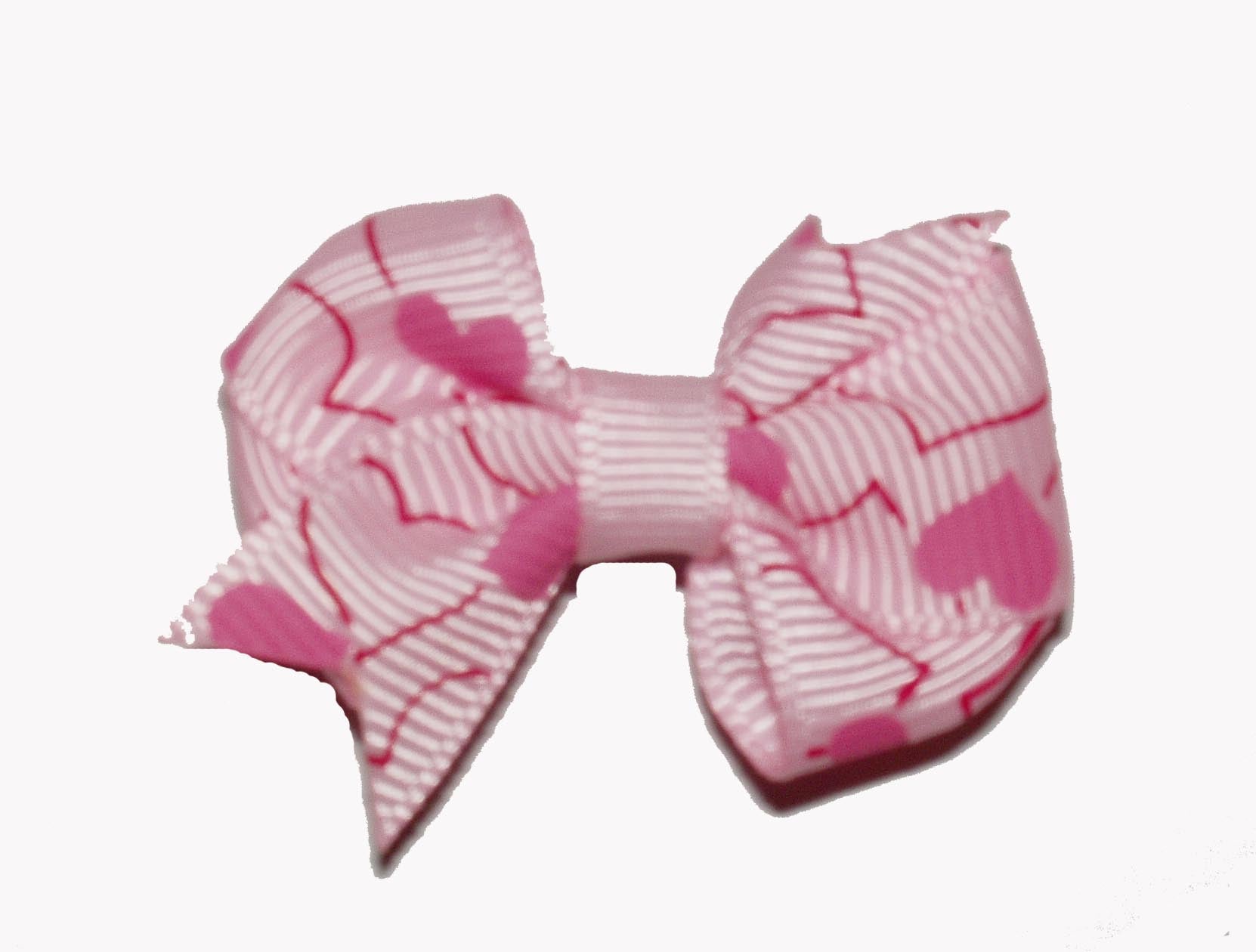 Dog Hair Bows-Light Pink with Dark Pink Printed Hearts - A Pet's World