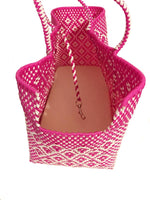 Load image into Gallery viewer, Dog Totes-Handwoven Light Weight Recycled Material-Hot Pink + White - A Pet&#39;s World
