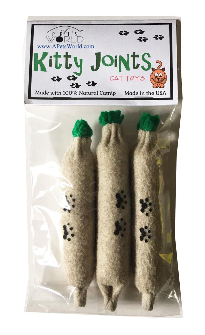 Cat Toys- 3 Kitty Cat Joints with Natural Catnip-USA Made - A Pet's World