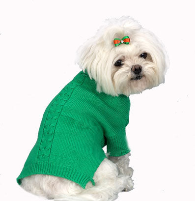 Dog Sweater-Roll Neck Cotton Cable - A Pet's World