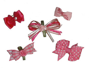 Dog Hair Bows-Lilly's Five (5) Favorite Pink Bows with Elastics - A Pet's World