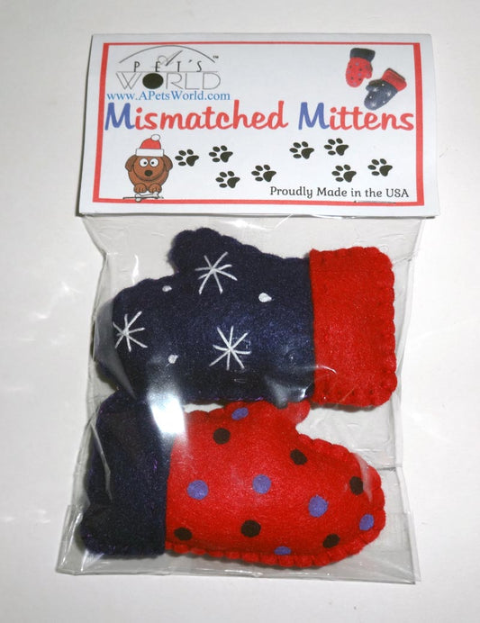 Dog Toy-Mismatched Mittens with Squeakers - A Pet's World