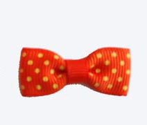 Dog Hair Bow - Just Ducky Orange/Yellow Polka Dot Bow Tie - A Pet's World
