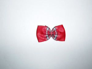 Dog Bows-Red Satin Bow with Tartan Plaid - A Pet's World
