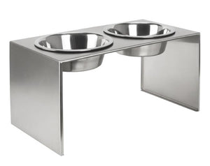 Dog Diner-Slate Stainless Steel Double Diner - A Pet's World