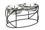 Load image into Gallery viewer, Dog Diner- Oval Cross Ends Double Feeder - A Pet&#39;s World
