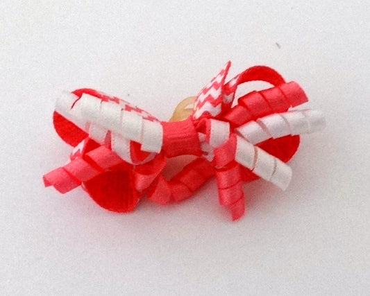 Dog Hair Accessories- Hot Pink + White Chevron Party Bow - A Pet's World