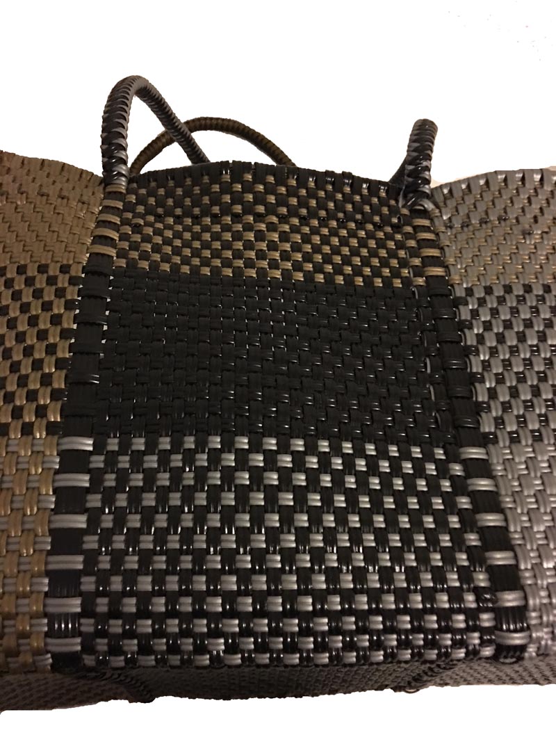 Dog Totes-Handwoven Light Weight Recycled Material-Bronze + Black Plaid - A Pet's World