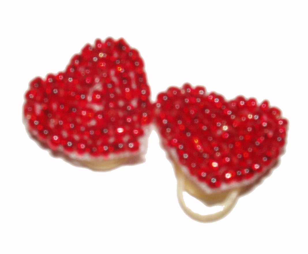 Dog Hair Bows-Red Beaded Hearts - A Pet's World