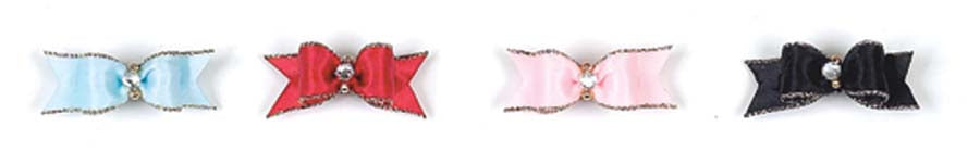 Dog Hair Bows-Satin Rhinestone Show Bow Barrettes - A Pet's World