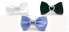 Dog Hair Bows-Satin with White Pearl Heart - A Pet's World