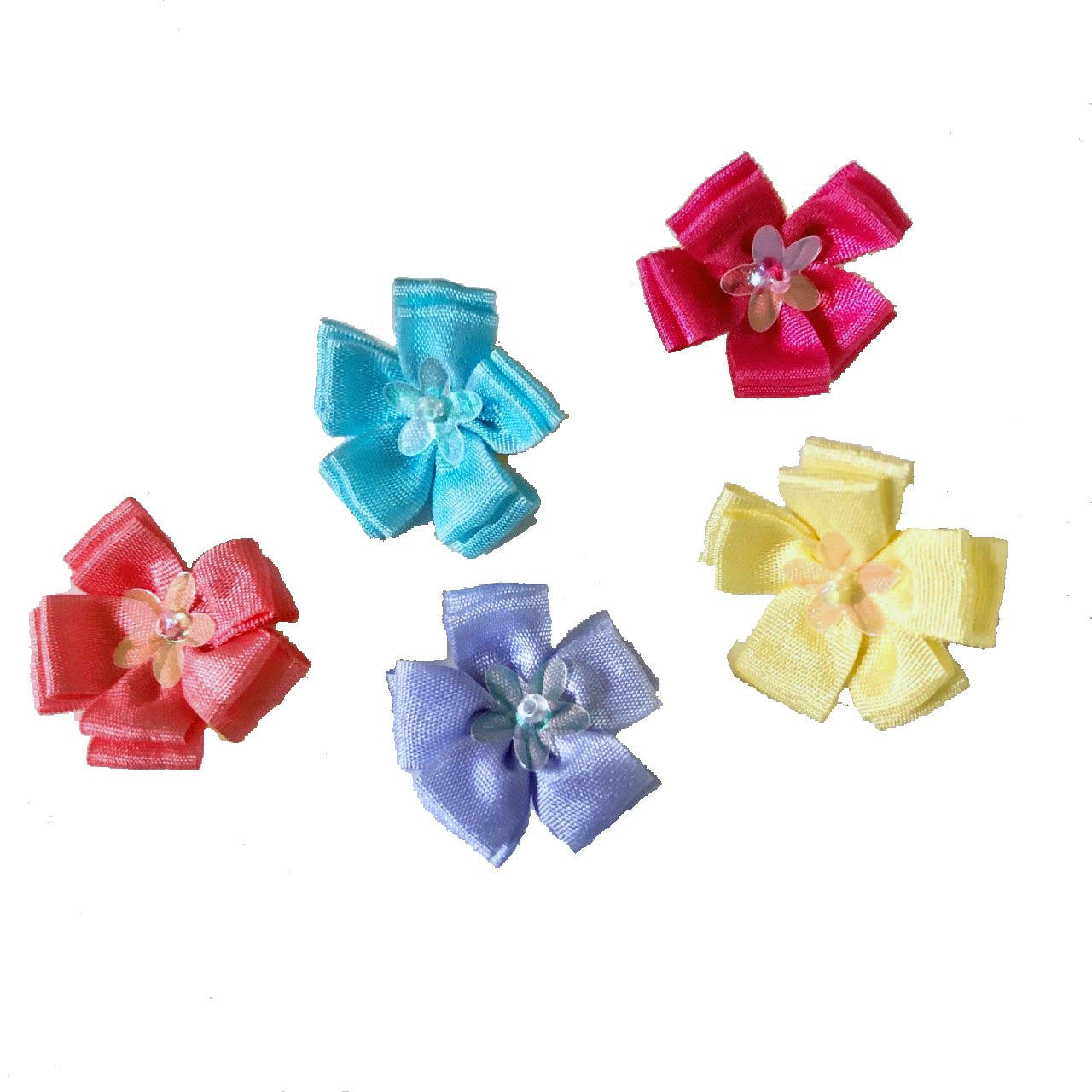 Sequin Petal Flowers with Elastics Group shot 5 colors
