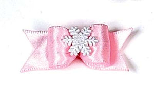 Dog Hair Bows-Snowflake Starched Show Bow Barrette - A Pet's World