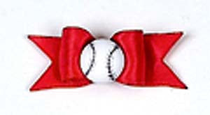 Dog Hair Accessories-Starched Show Bows with Baseball - A Pet's World